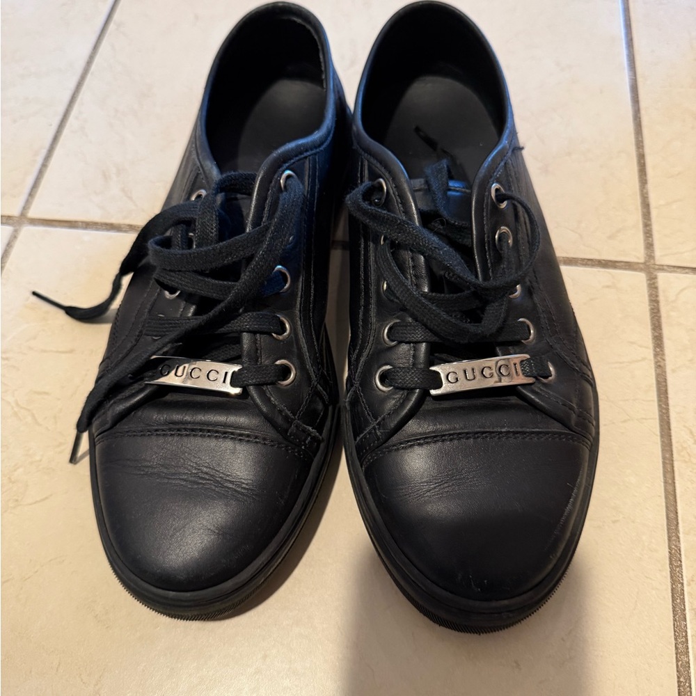 Gucci Black Leather Sneakers